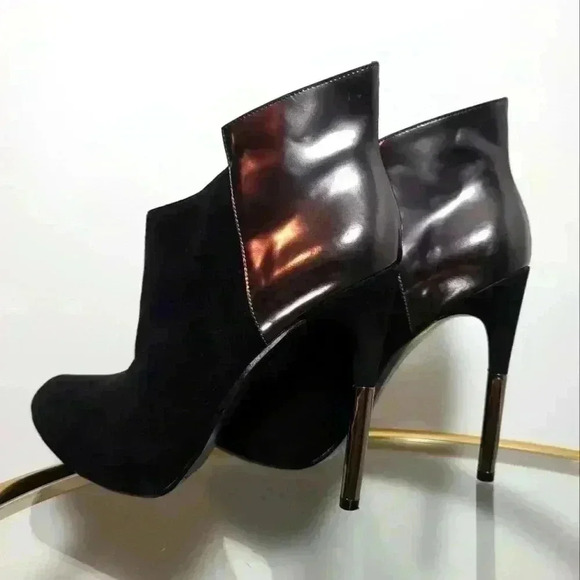 Sigerson Morrison Baladi Suede Patent High Heel Booties Size 8.5 - Picture 5 of 13